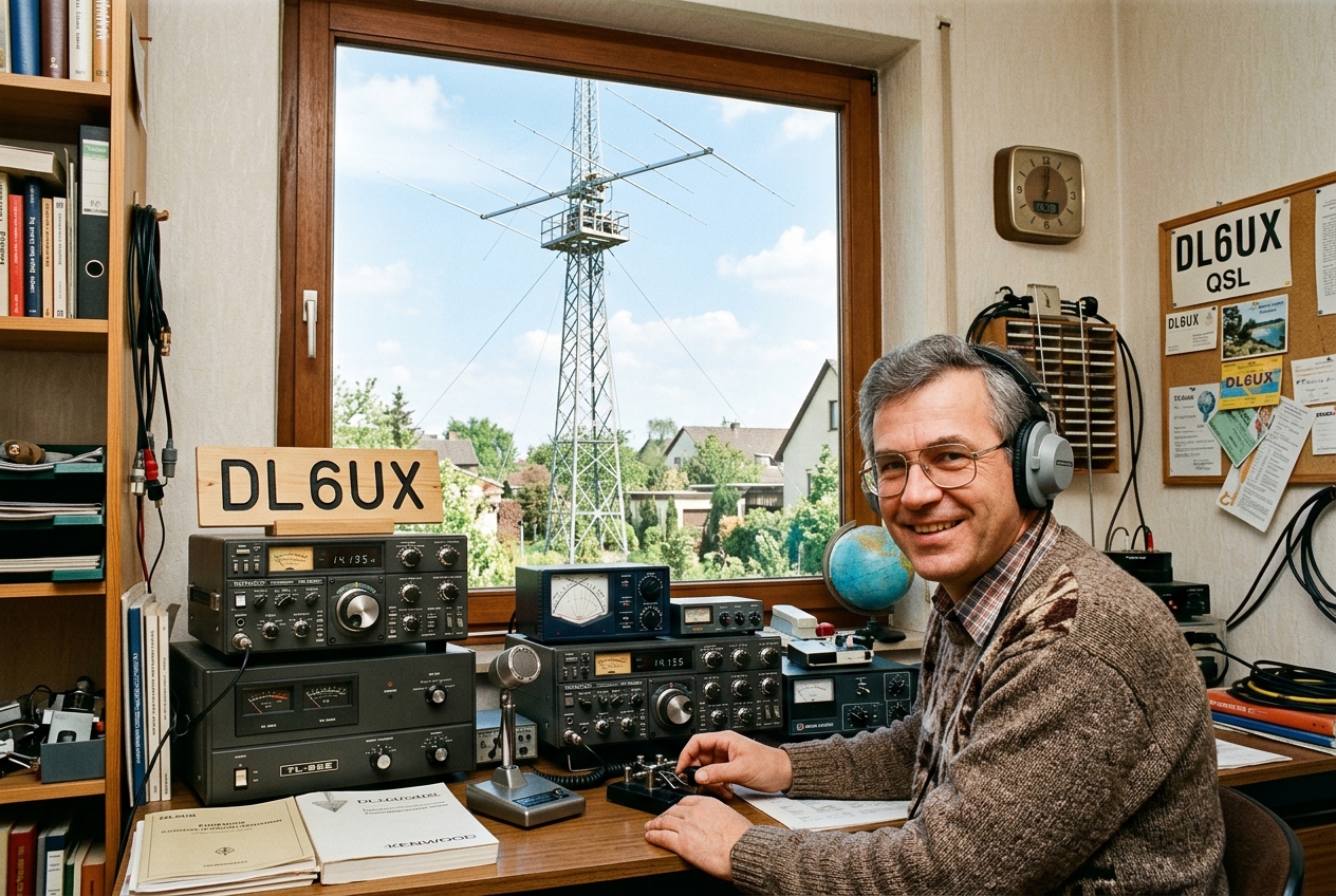 Horst Schindewolf in seiner Amateurfunk-Station unter dem Rufzeichen DL6UX