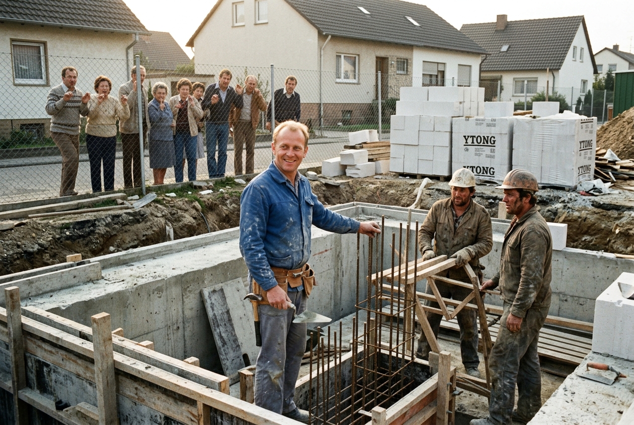 Horst Schindewolf auf der Ytong-Baustelle in Mannheim-Vogelstang