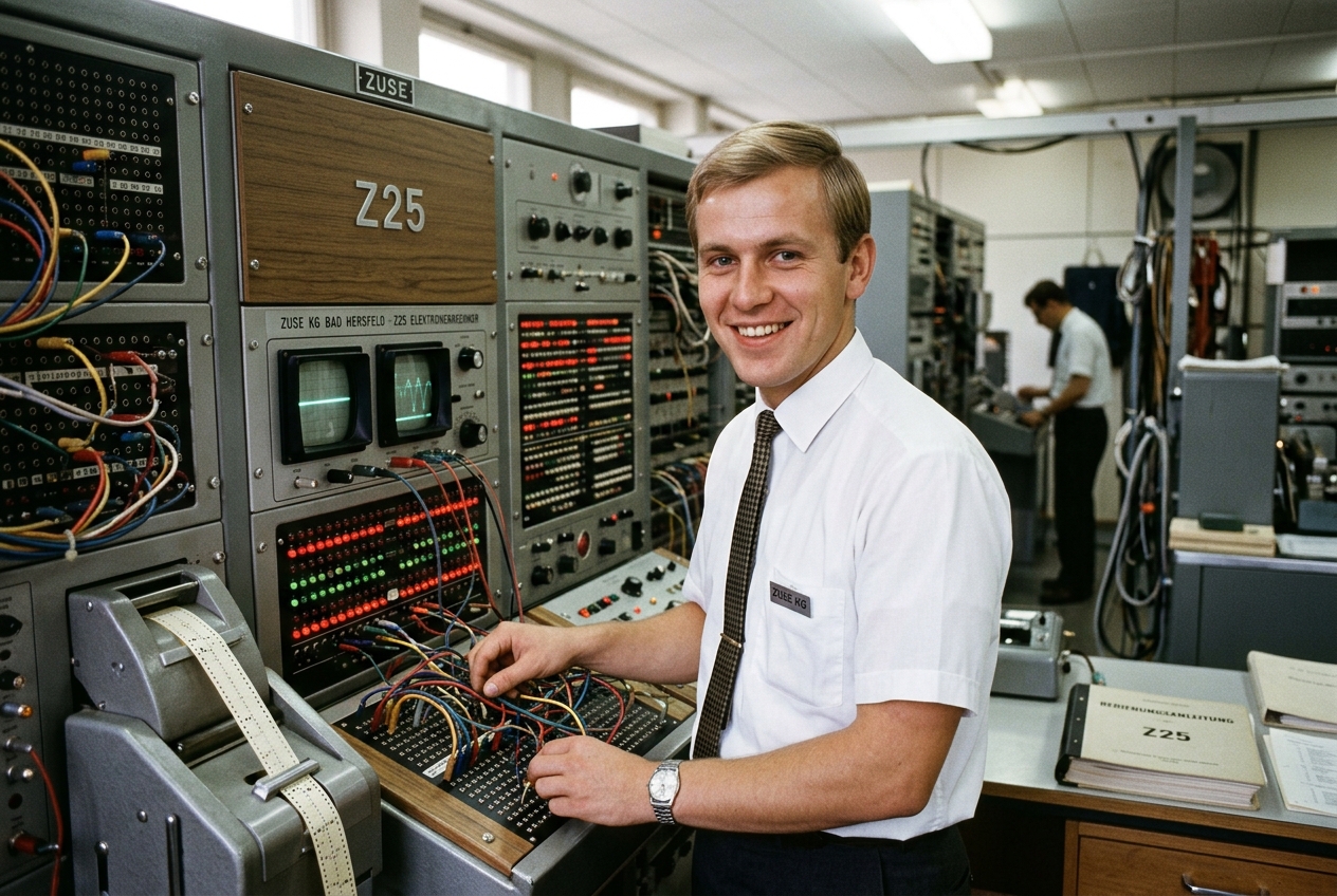 Horst Schindewolf an einem Zuse Z25 Rechner