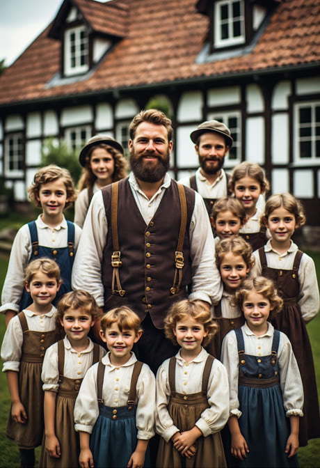 Ernst Julius *1826 mit seiner gro&szlig;en Kinderschar &mdash; KI-Rekonstruktion