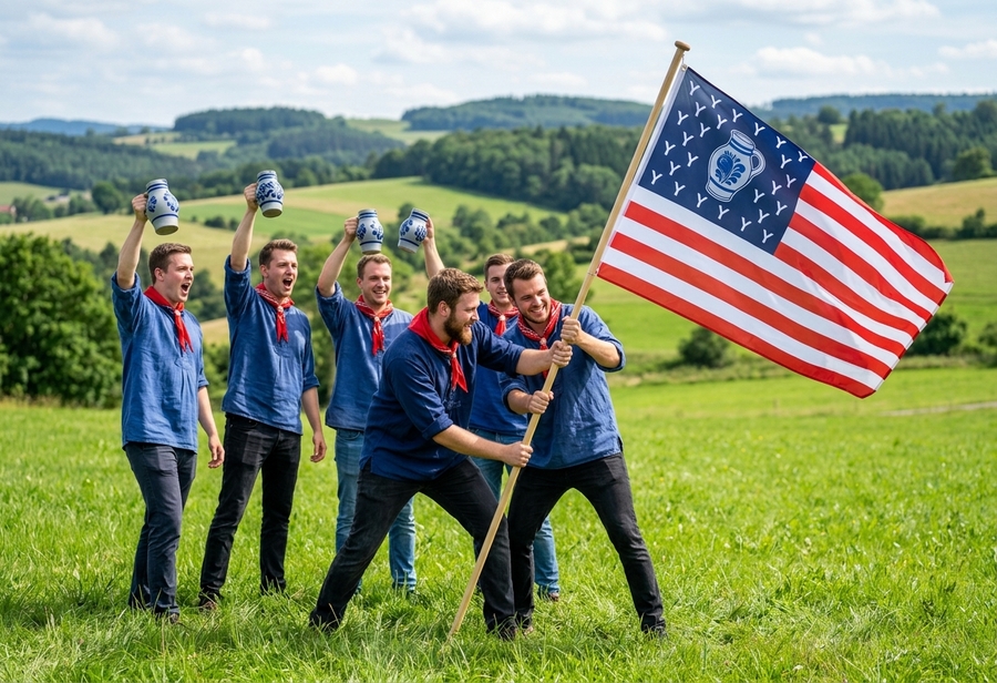 Bembelzug: Hissen der Bemb-El-Flagge auf hessischer Wiese