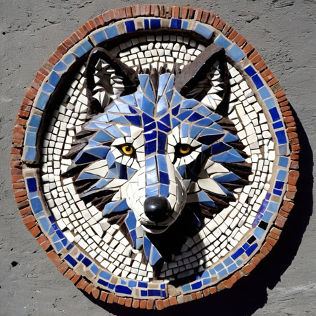 Scherbenwolf — aus Tonscherben-Mosaik