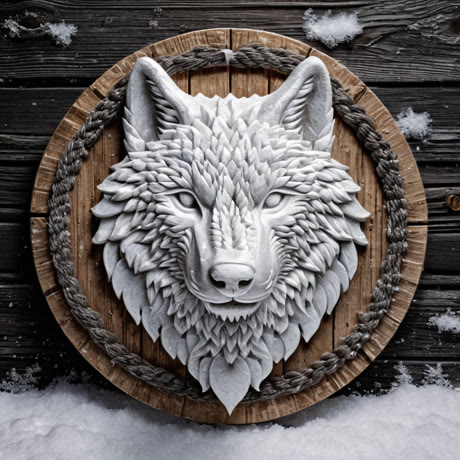 Schneewolf — aus gepresstem Schnee